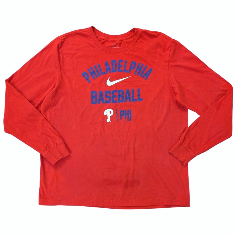 Nike Philadelphia Phillies Baseball Long Sleeve T Shirt Mens XL Red The Nike Tee